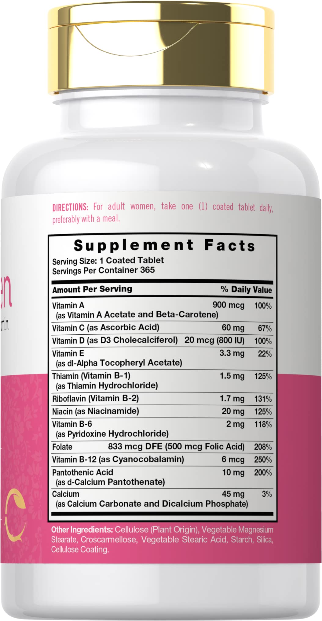Carlyle Women's Daily Multivitamin | 365 Tablets | Vitamin and Mineral Supplement | Non-GMO, Gluten Free Pills